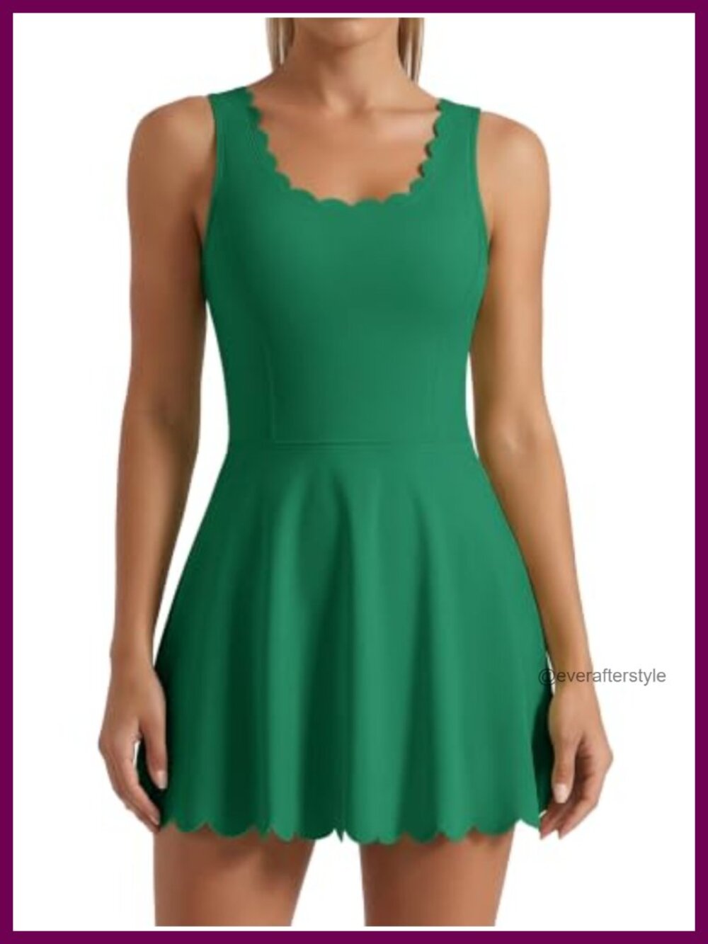 ATTRACO Women Tennis Dress with Shorts Athletic Scalloped Sleeveless Golf Dress